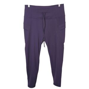 Spyder Active Womens XL Purple High Rise Pocket Leggings Drawstring RN63619